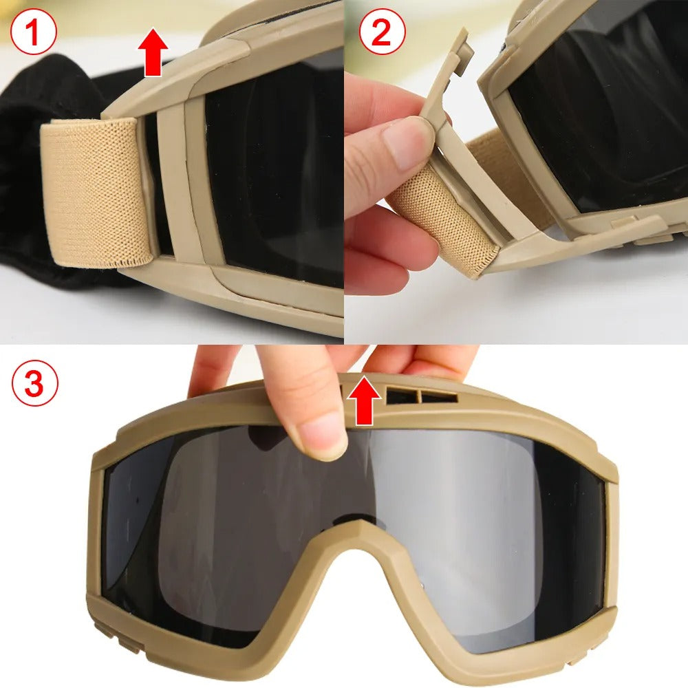 Wind Guard Tactical Goggles with 3 Interchangeable Lenses - Unparaleled Protection in Extreme Conditions