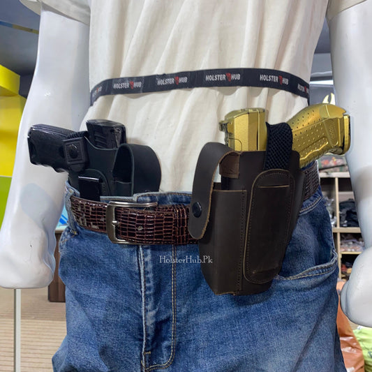 Dual Side Leather Made (Inner & Outer Waist) Pstl Cary Pouch for 9mm only |  PC-08 D.S Leather