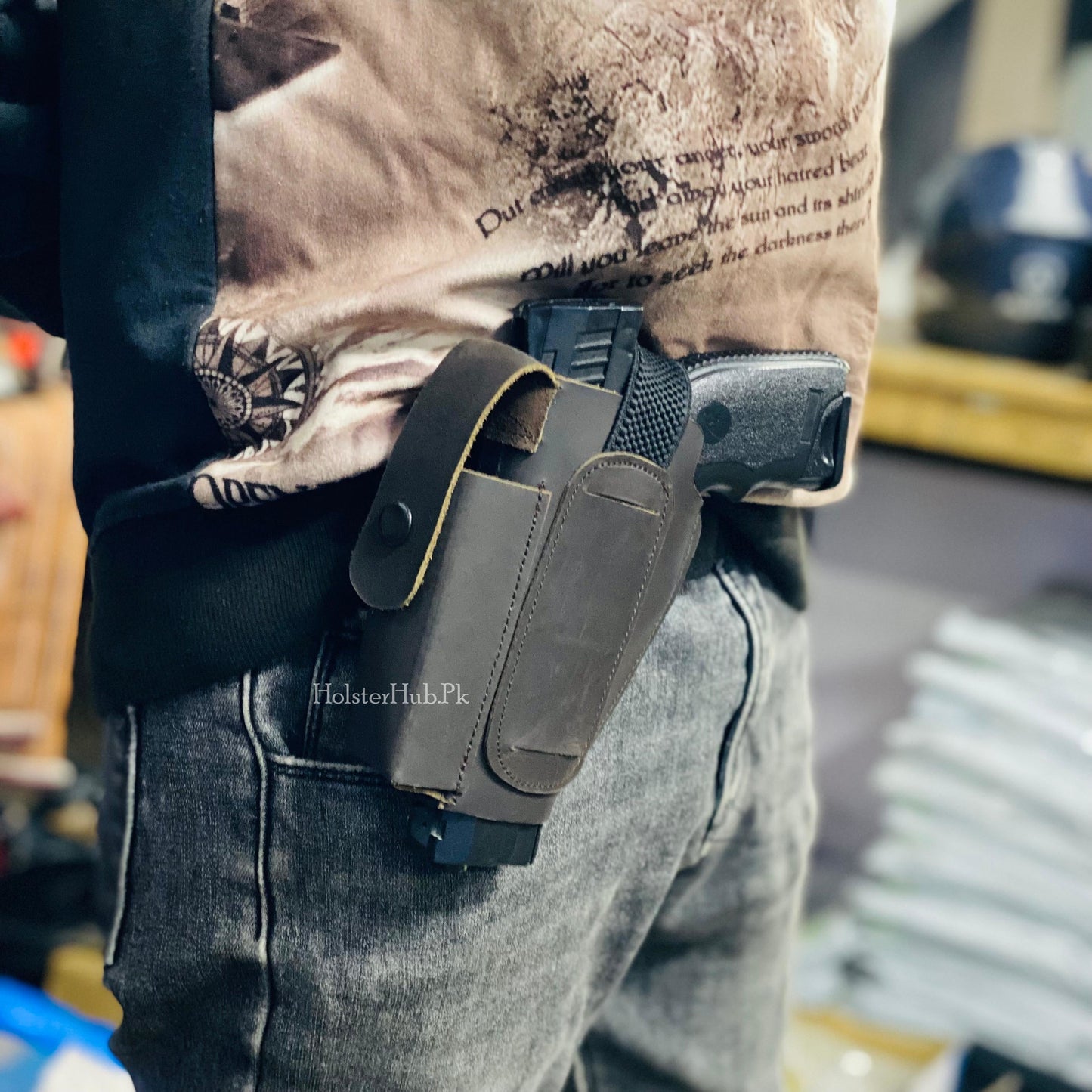 Dual Side Leather Made (Inner & Outer Waist) Pstl Cary Pouch for 9mm only |  PC-08 D.S Leather